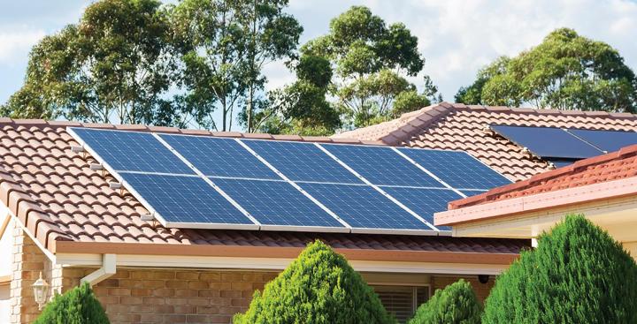 Roof covered in solar panels